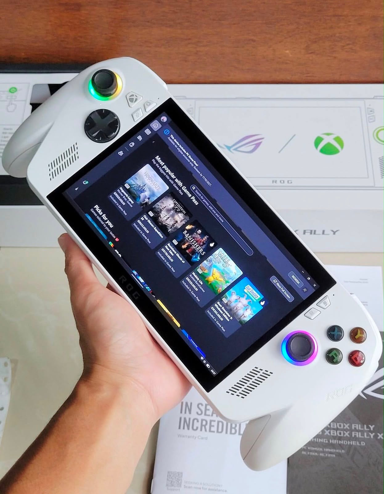 ASUS ROG Ally handheld gaming console running Xbox Game Pass